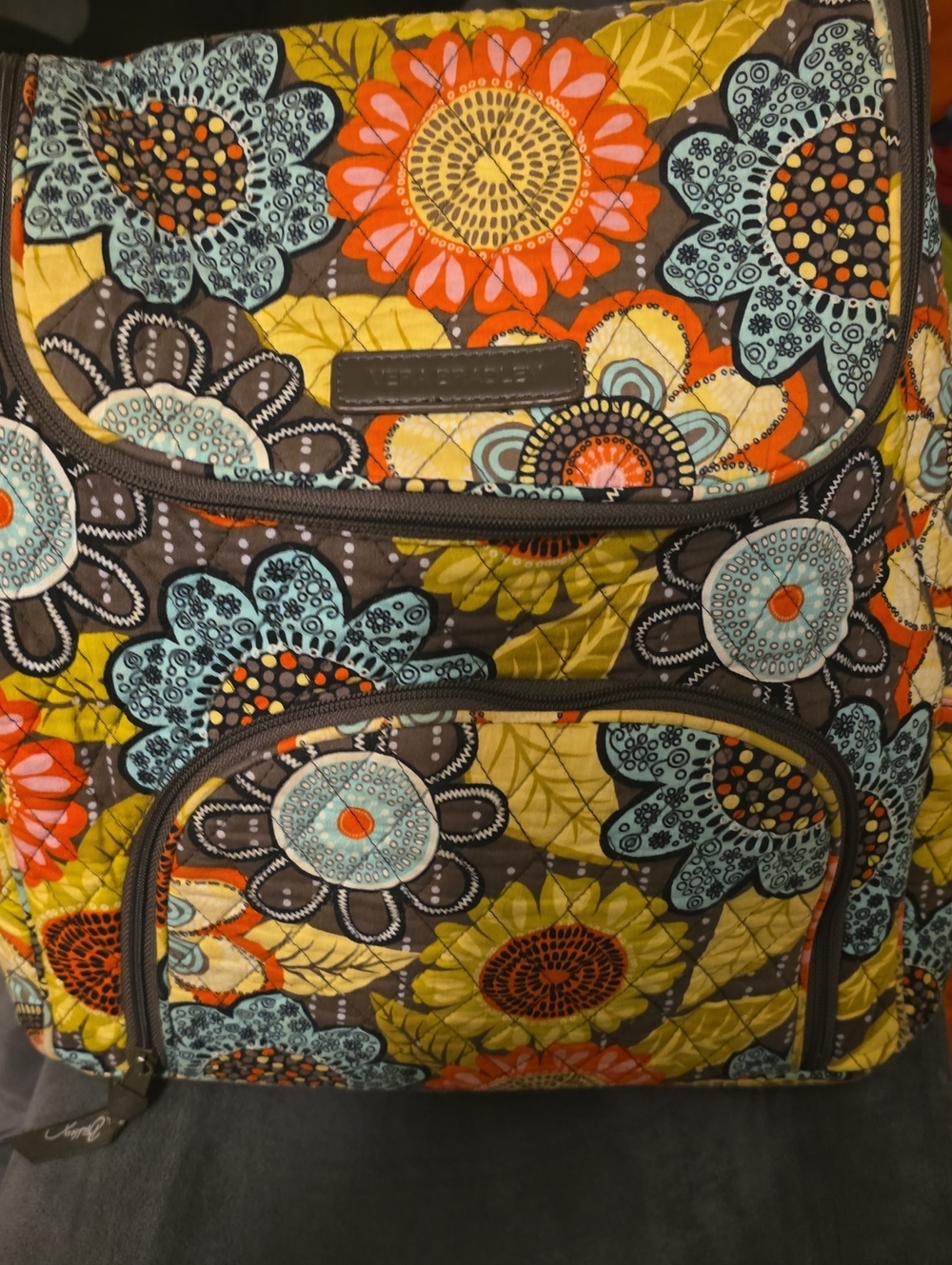 Vera Bradley Quilted Backpack in Mustard Multi Floral
